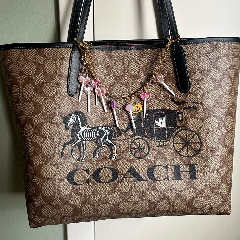 Coach HALLOWEEN Brown Tote with Black & Orange Accents